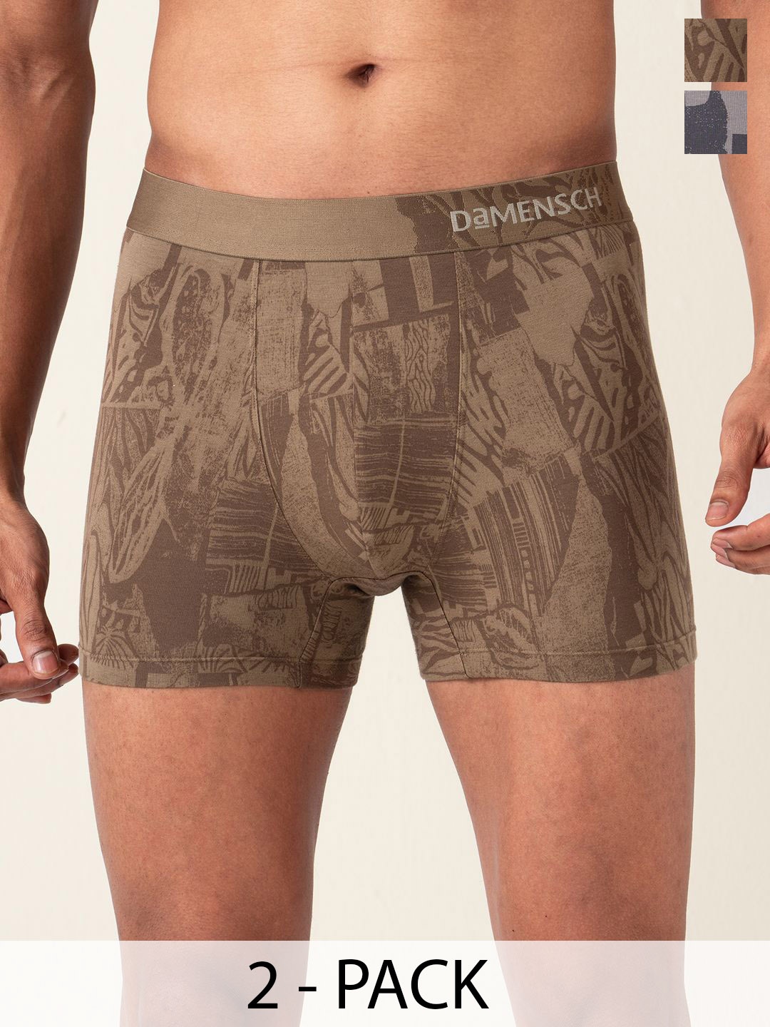 

DAMENSCH Pack of 2 Men Premium Cotton Printed New Avatar Trunk, Grey