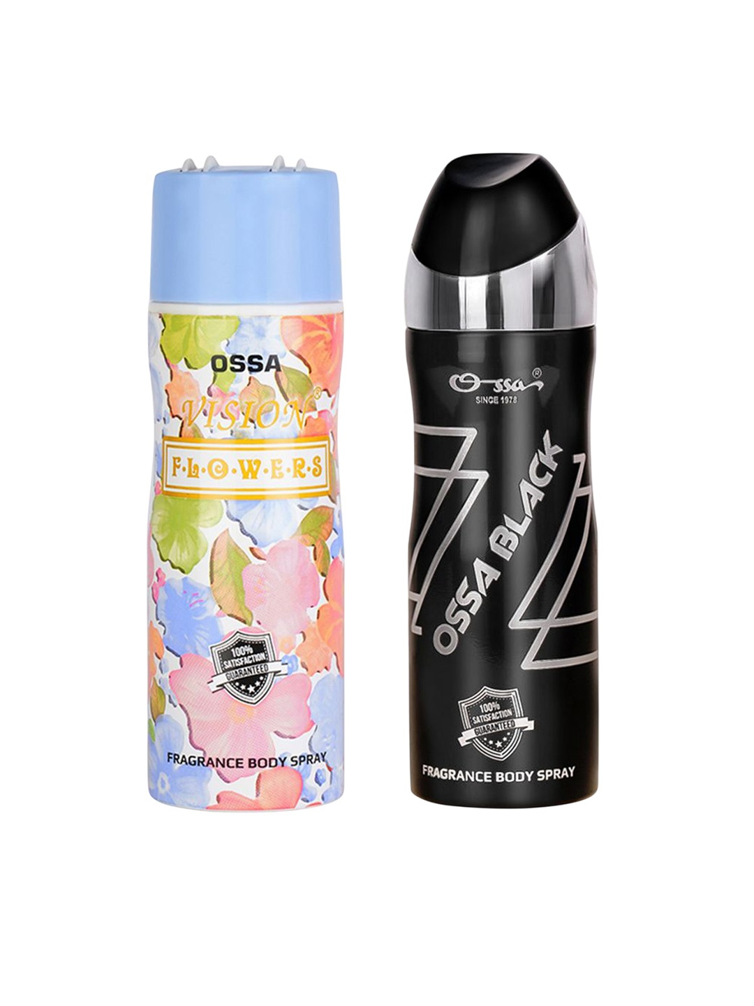 

Ossa Vision Flower & Ossa Black Set Of 2 Odour Control Body Spray Deodorant - 200 ml Each