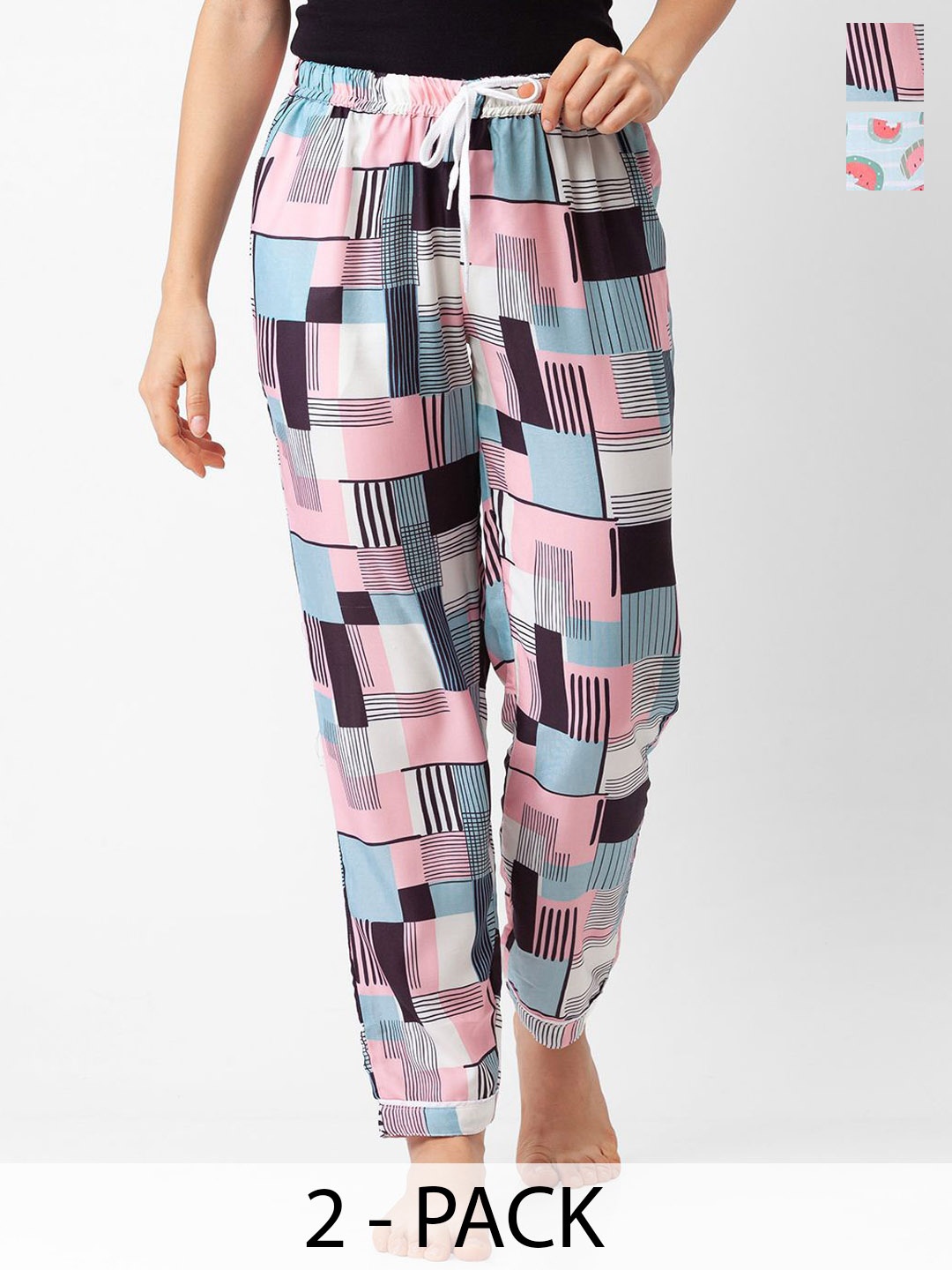 

FashionRack Women Pack Of 2 Printed Lounge Pants, Pink