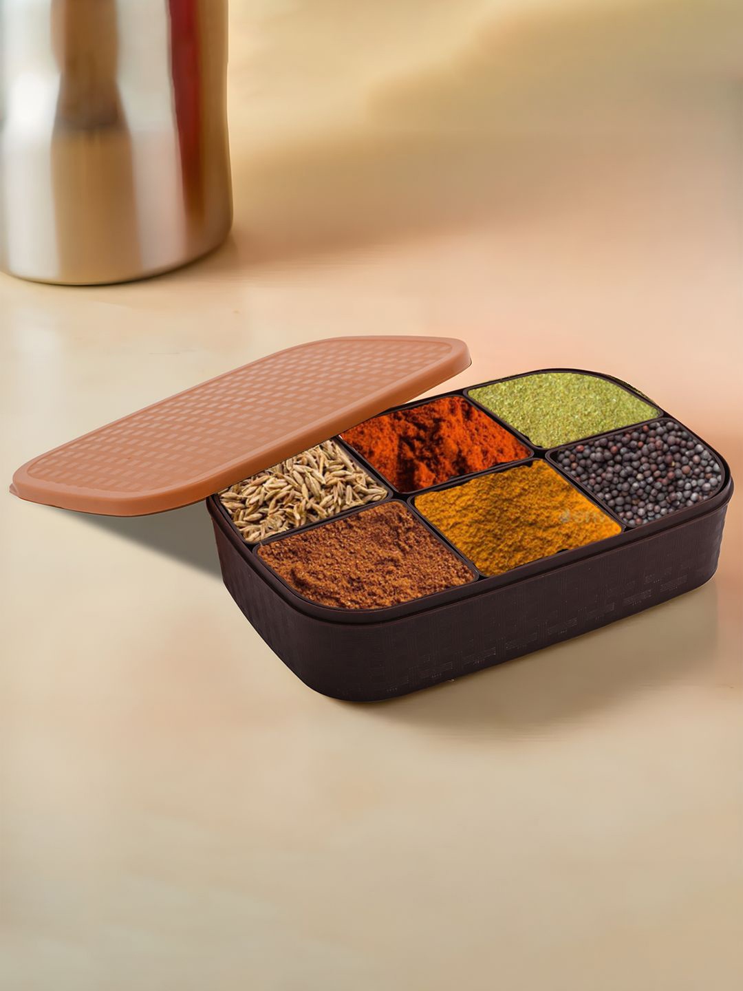

Kuber Industries Brown & Beige 6 In 1 Spice Box