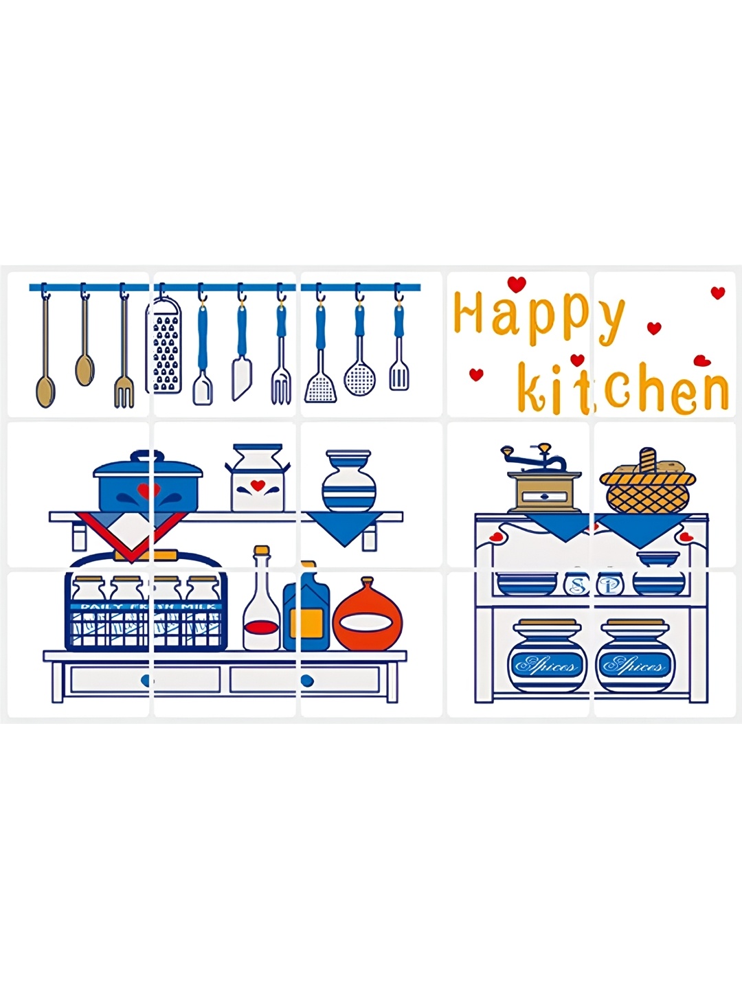 

Asian royal White & Blue Printed Water Proof Wall Sticker