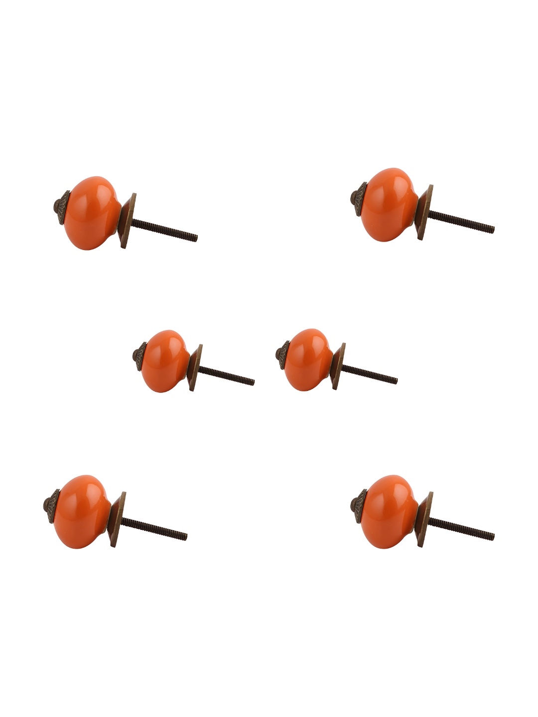 

Indianshelf 6-Pcs Orange Colored Ceramic Round Knobs