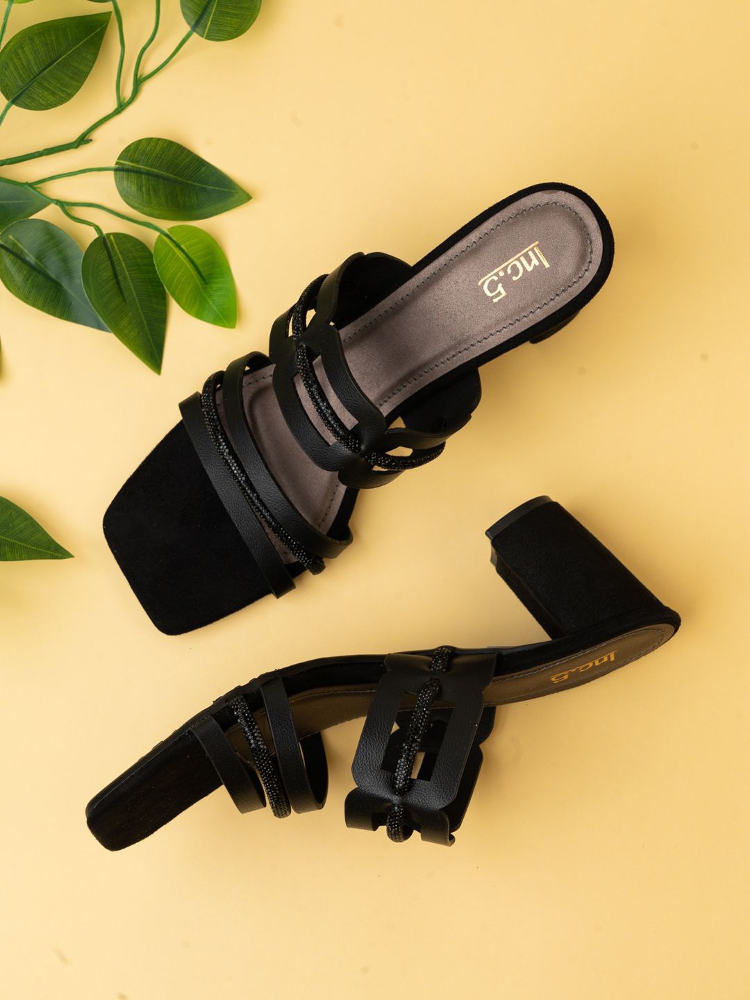 

Inc 5 Women Open Toe Block Heel Sandals, Black
