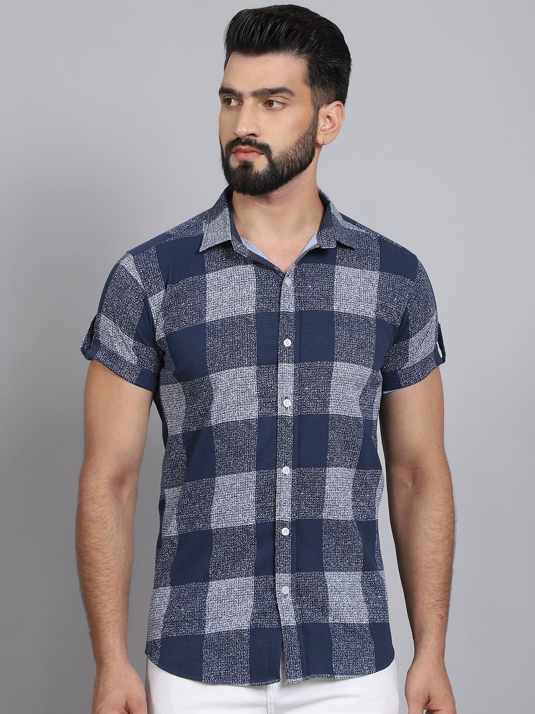 

Tanip Men Floral Sheer Printed Casual Shirt, Blue
