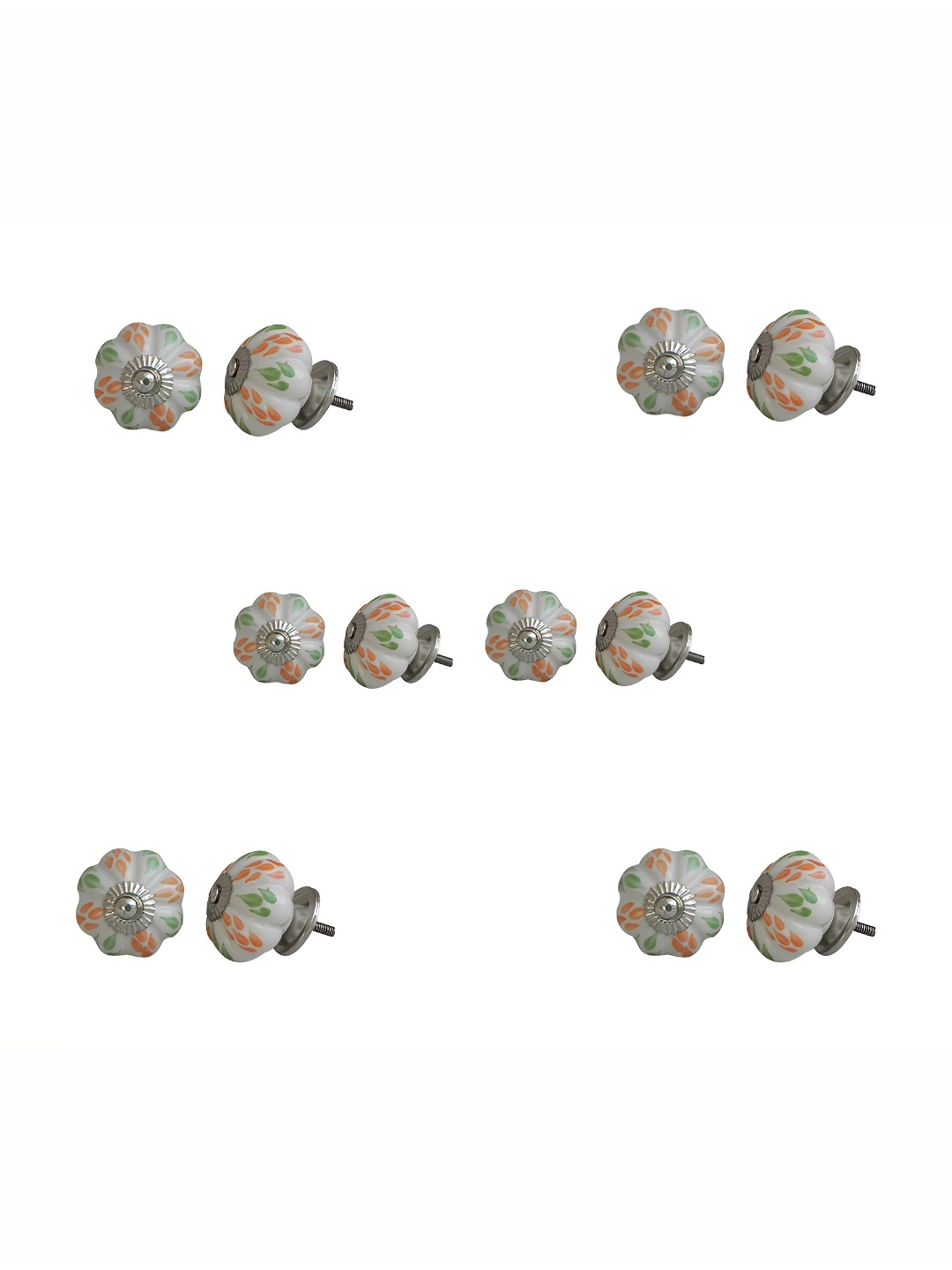 

Indianshelf White & Green 6 Pieces Printed Ceramic Knobs