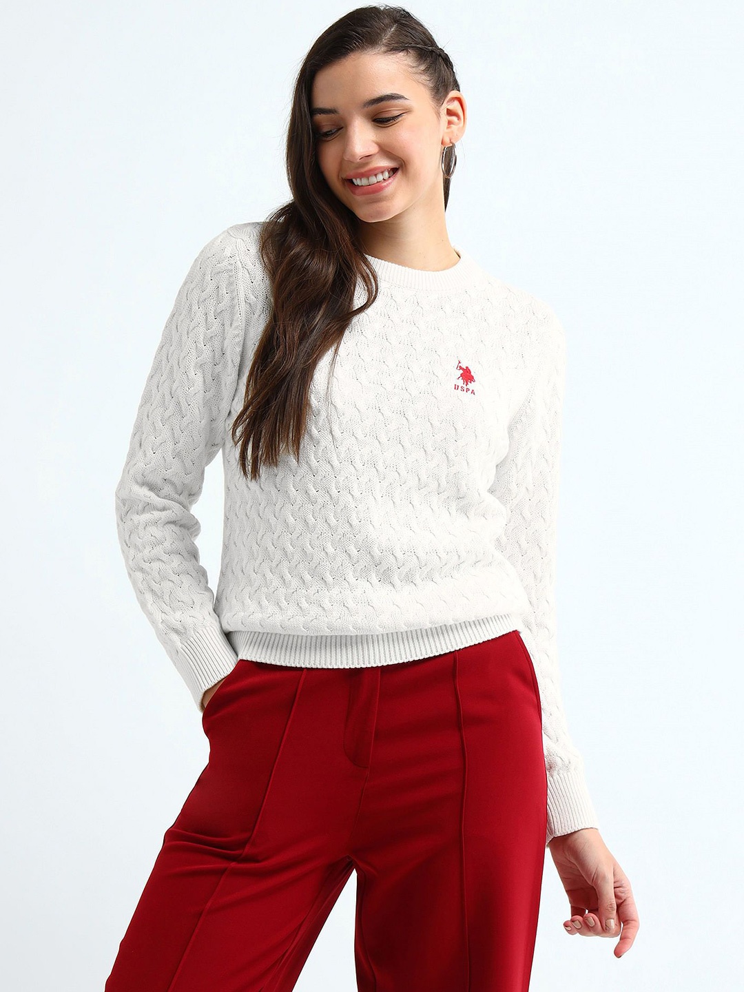 

U.S. Polo Assn. Women Round Neck Pullover, White