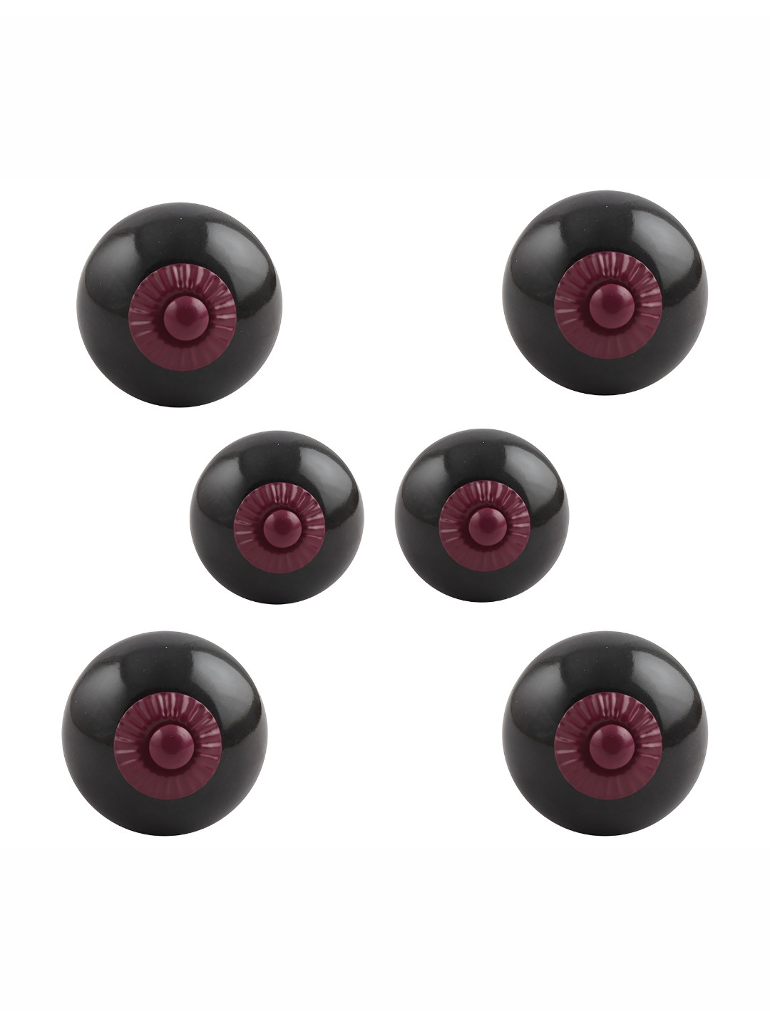 

Indianshelf Black & Maroon 6 Pieces Printed Ceramic Round Knobs