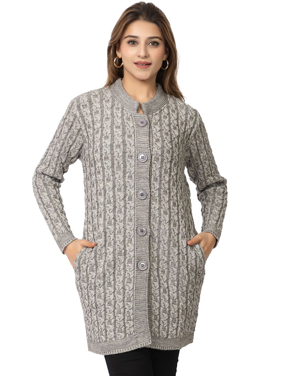 

TWENTY ME Women Embroidered Cardigan, Grey