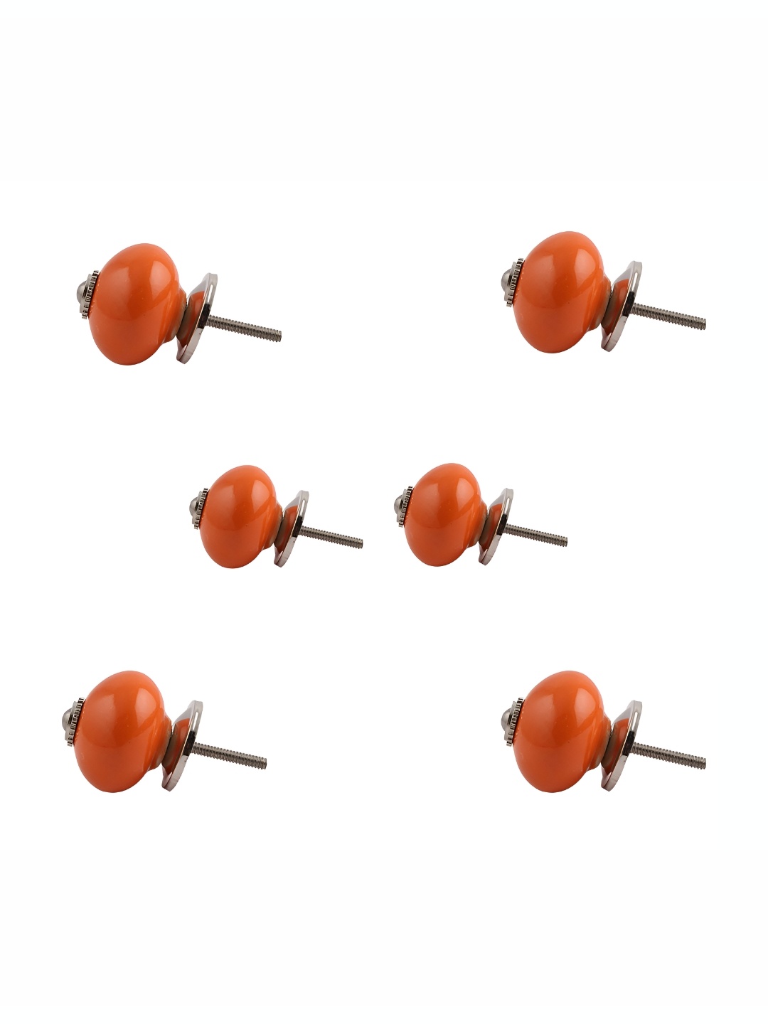 

Indianshelf 6-Pcs Orange-Colored Glossy Ceramic Knobs