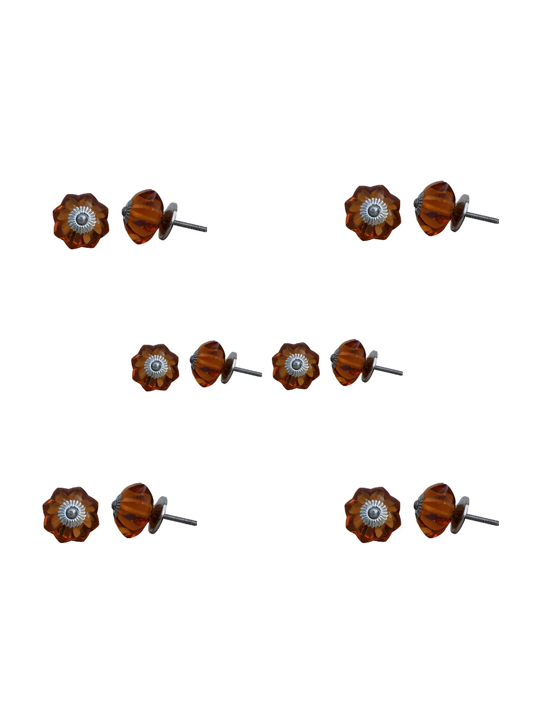 

Indianshelf 6Pcs Brown Textured Glass Flower Knobs