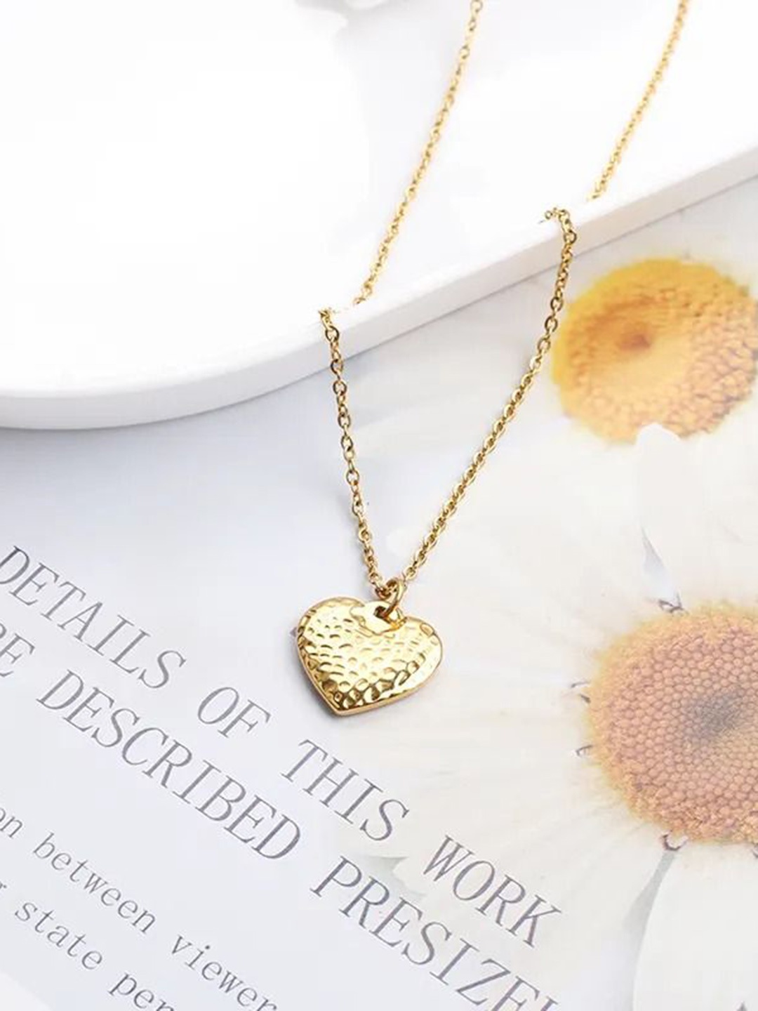 

DIVASTRI Gold-Plated Stainless Steel Heart Shaped Anti Tarnish Pendant With Chain