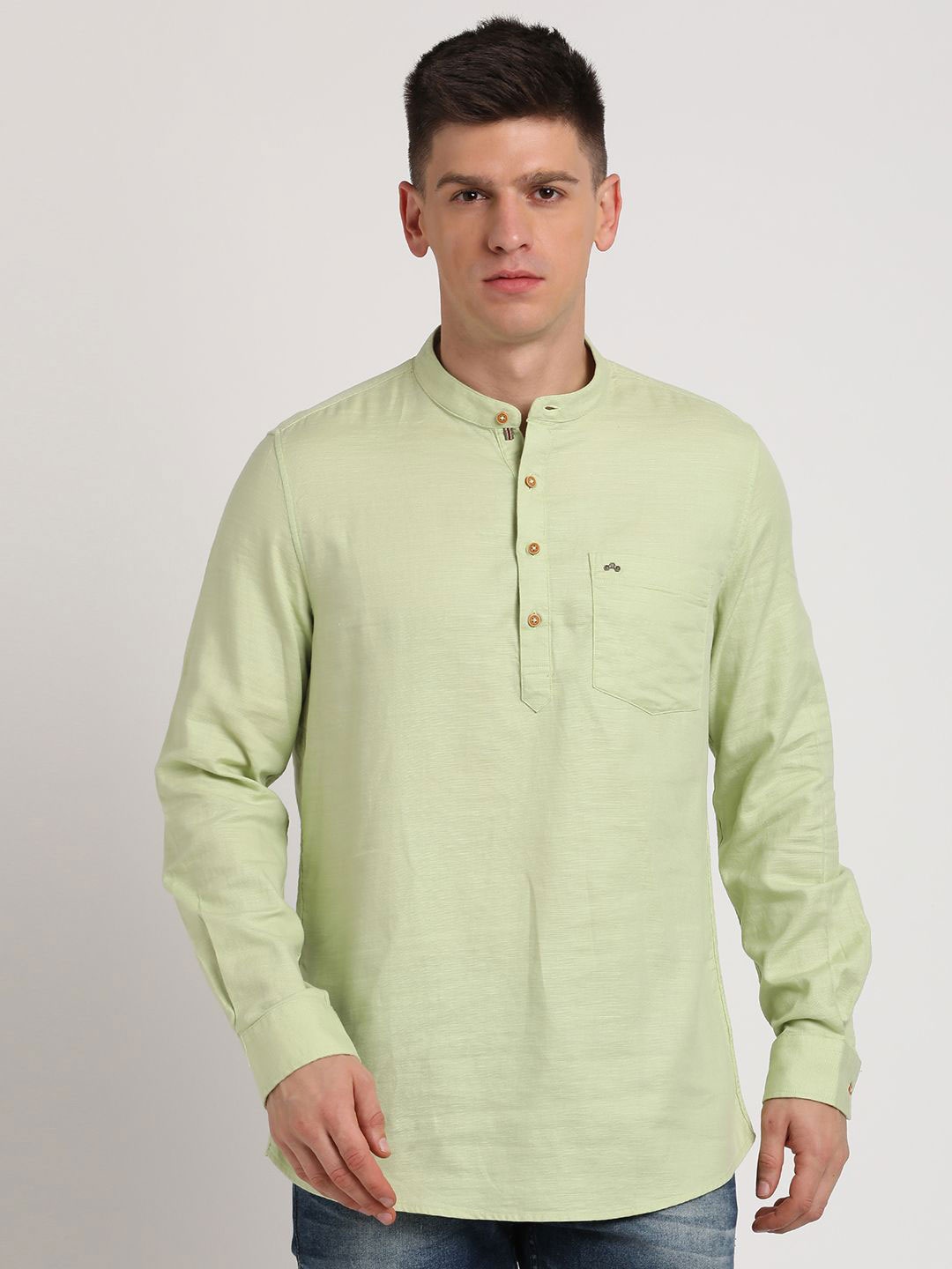 

Turtle Men Relaxed Slim Fit Opaque Casual Shirt, Green
