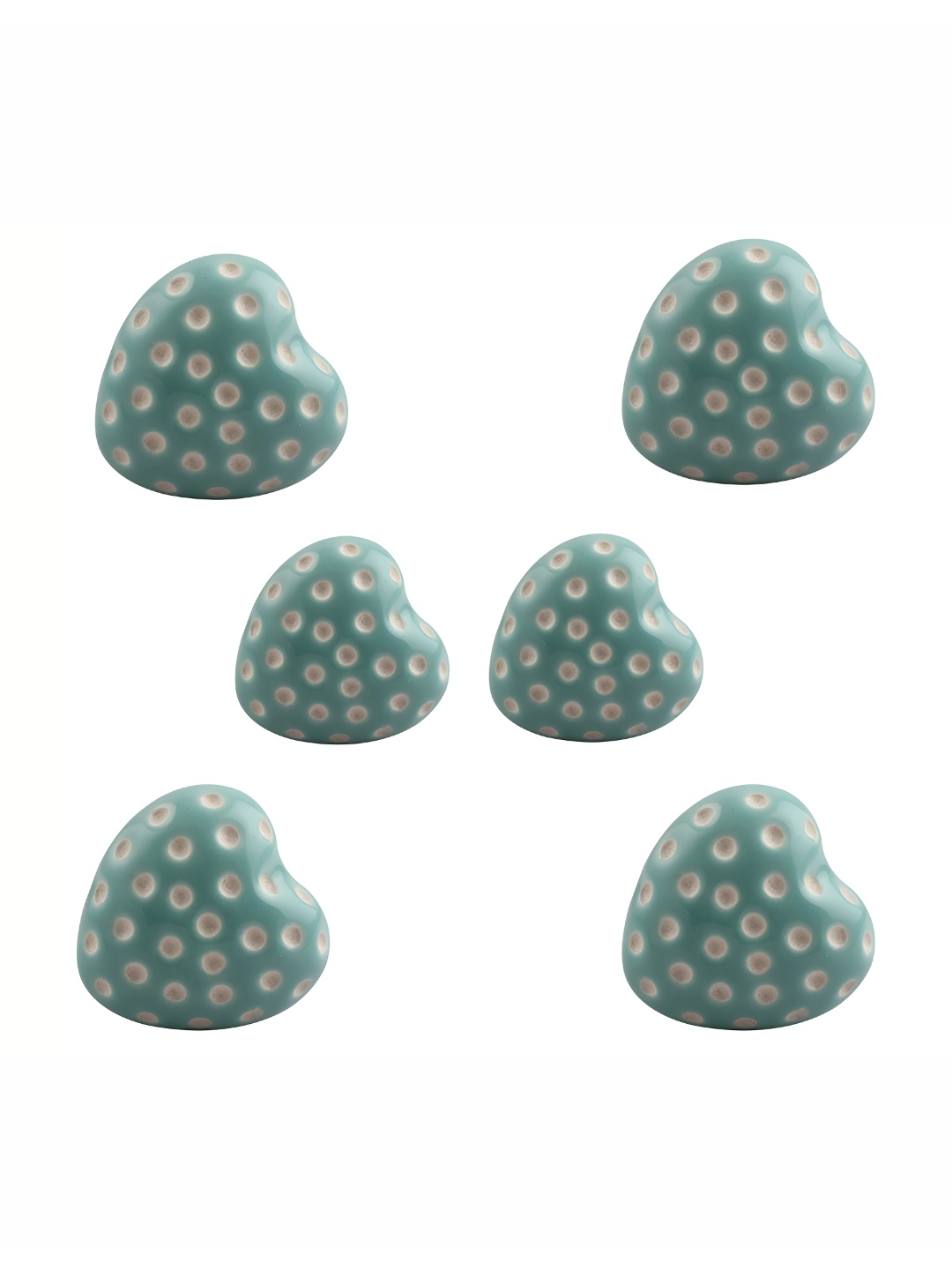 

Indianshelf 6Pcs Green & White Textured Ceramic Knobs