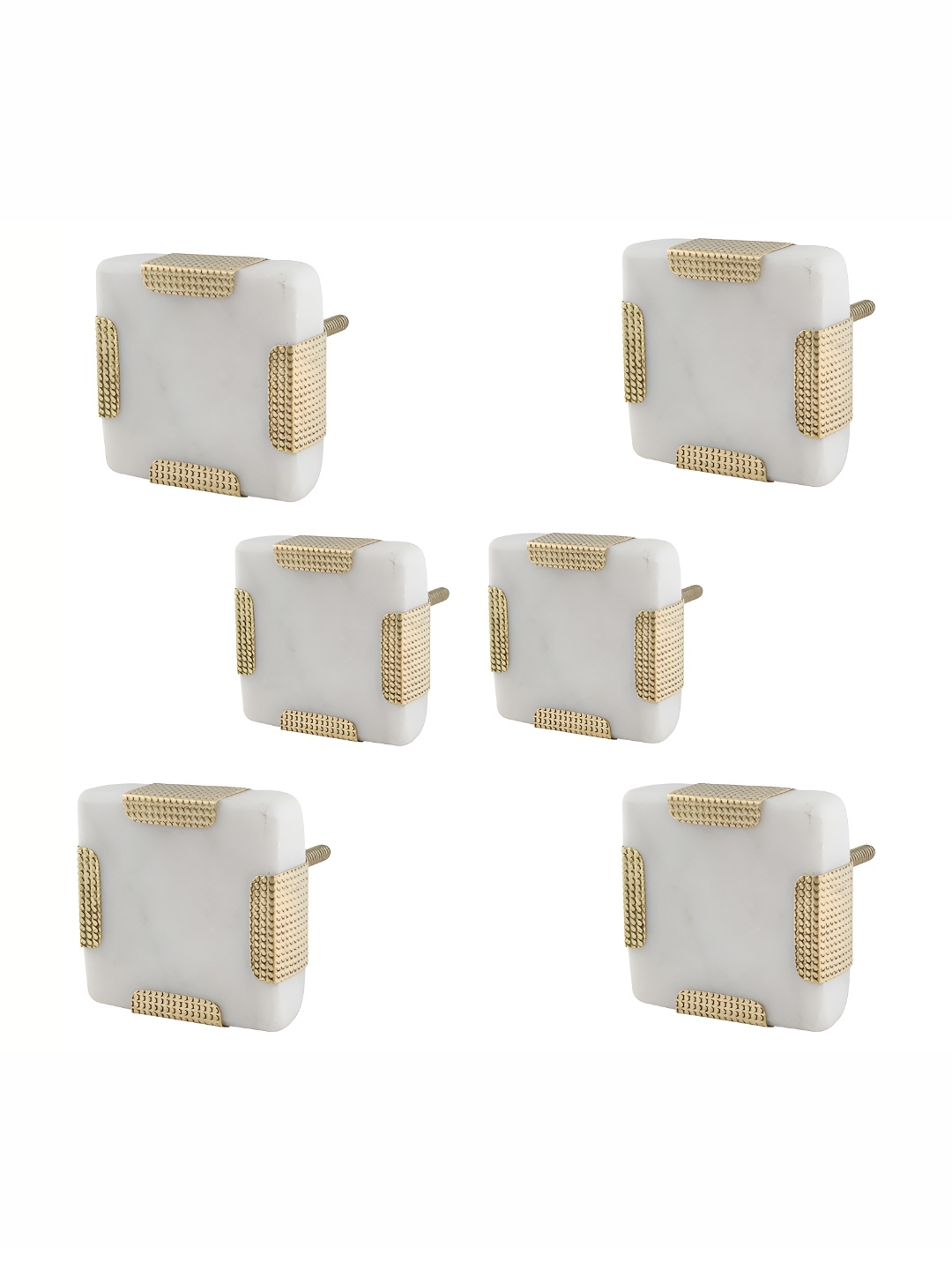 

Indianshelf White & Cream-Coloured 6 Pieces Stone Square Knobs