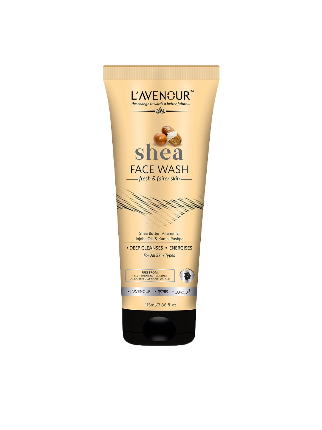 

L'AVENOUR Shea Face Wash With Shea Butter, Vitamin E, Jojoba Oil & Hyaluronic Acid -115 ml, White