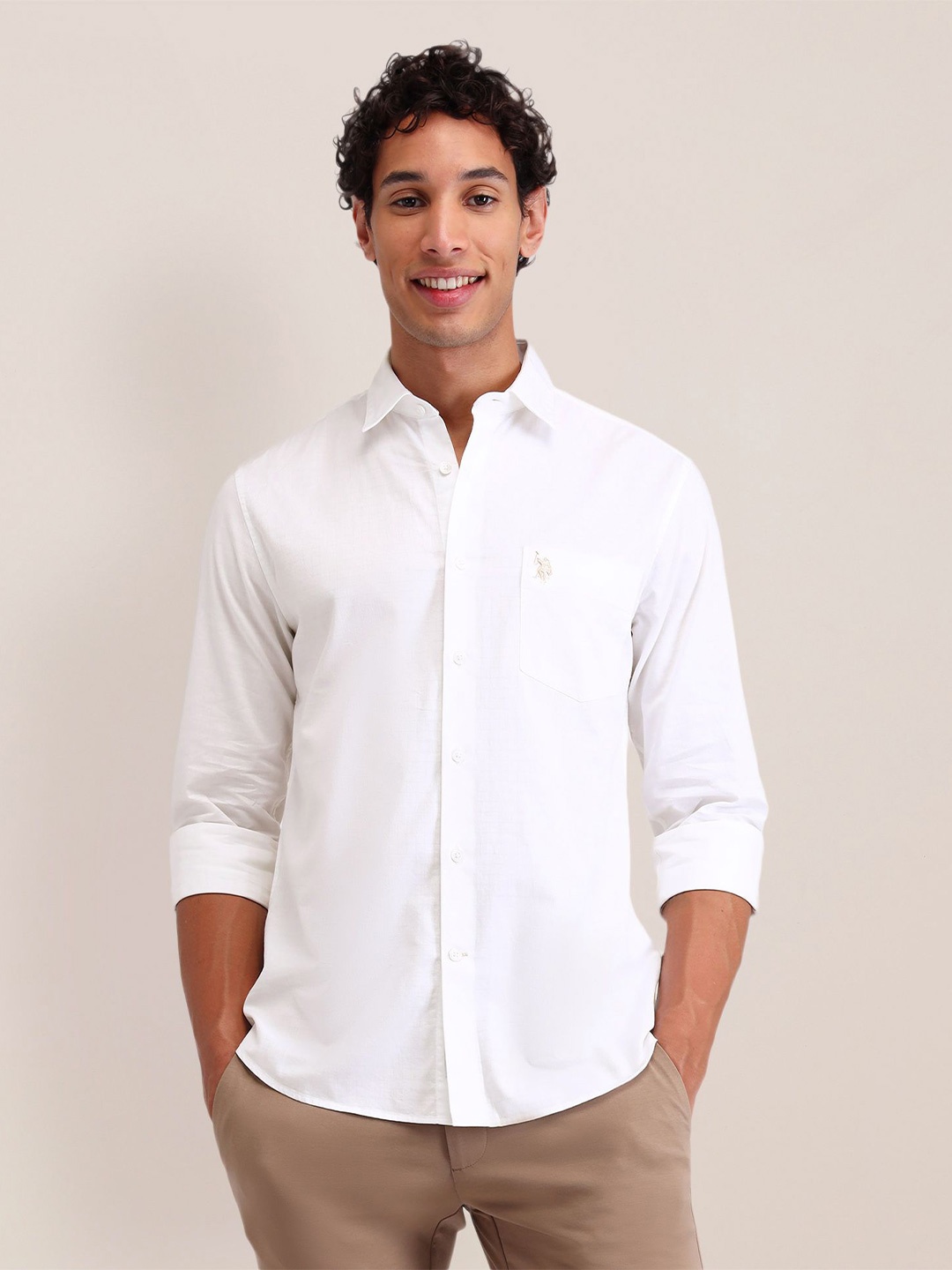 

U.S. Polo Assn. Men Classic Tailored Fit Opaque Casual Shirt, White