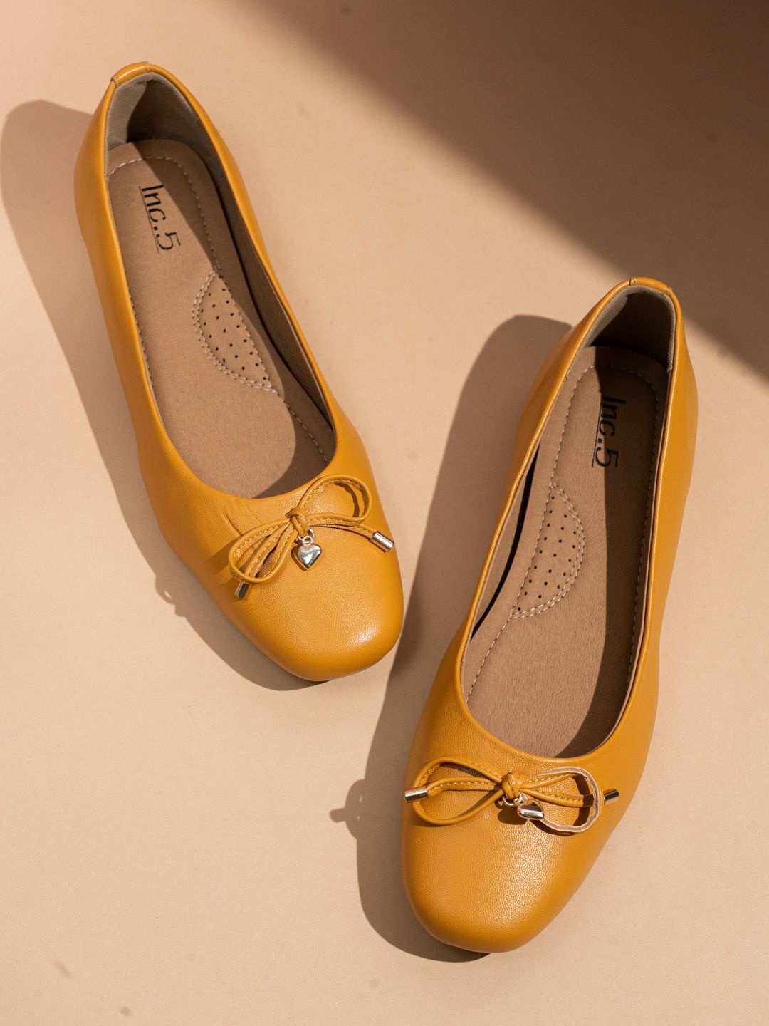 

Inc 5 Women Round Toe Ballerinas with Bows Flats, Mustard