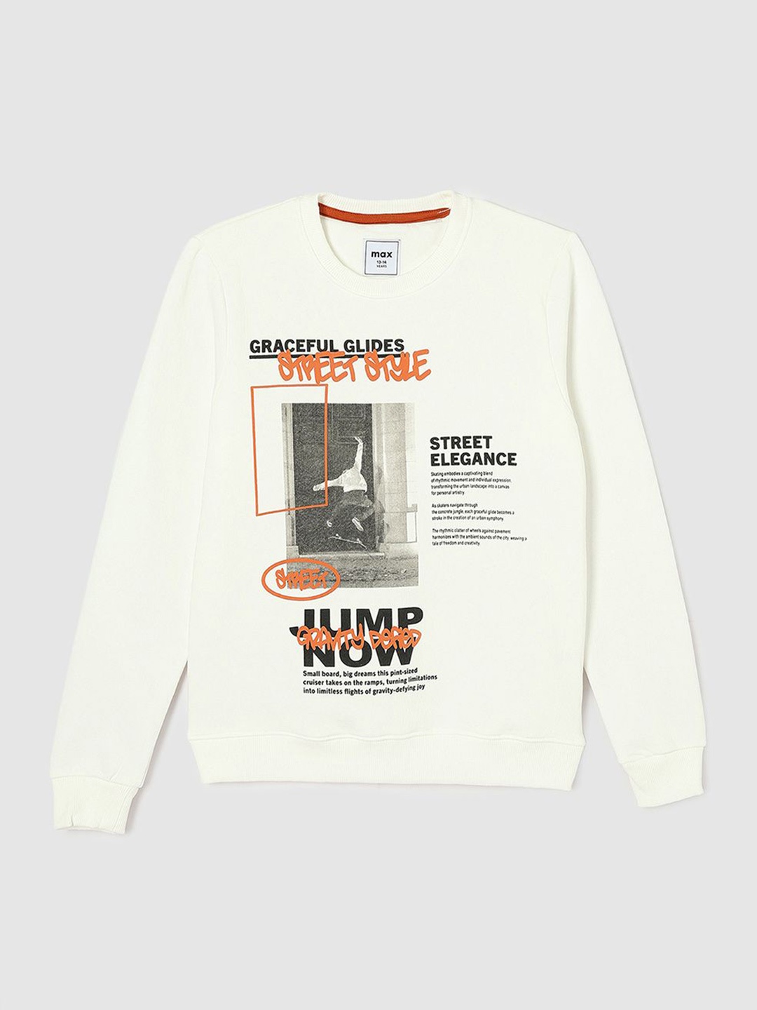 

max Boys Printed Sweatshirt, White