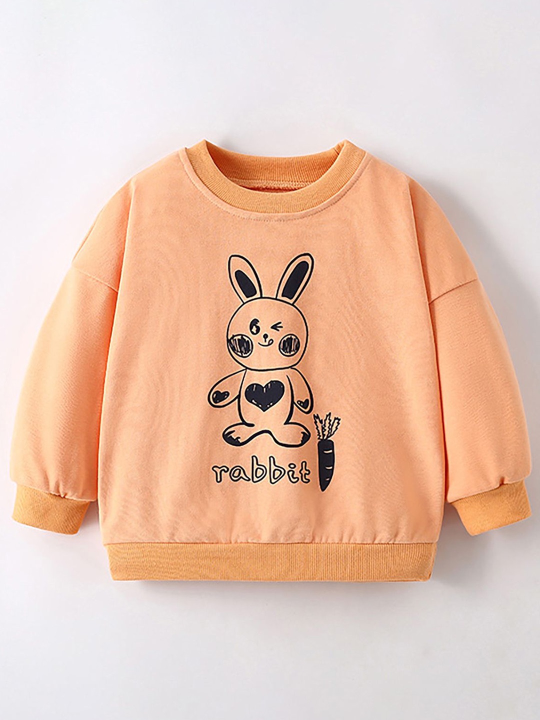 

LULU & SKY Girls Printed Cotton Round Neck Long Sleeves Sweatshirt, Peach