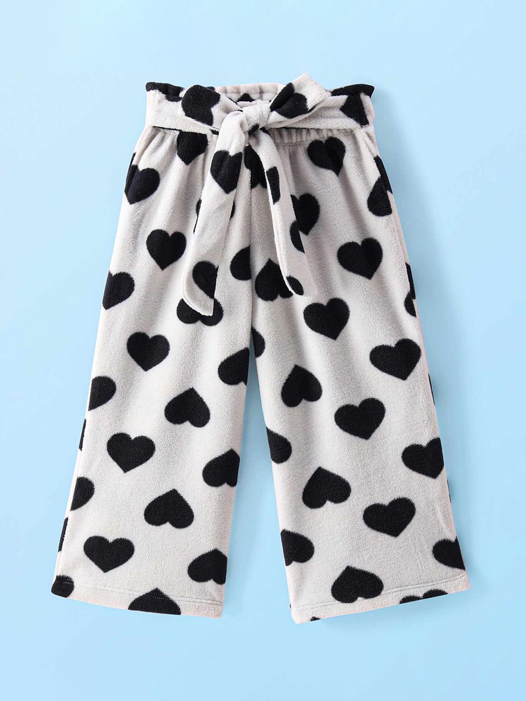 

CrayonFlakes Girls Printed Mid-Rise Wide Leg Trousers, Off white