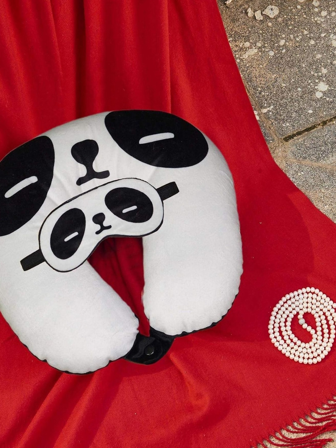 

Lushomes White Set of 2 Faux Velvet Travel Pillow