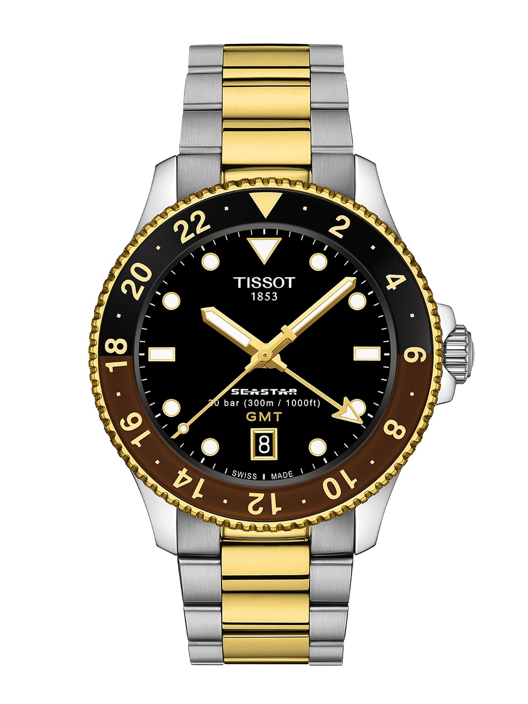 

TISSOT Men Dial & Stainless Steel Bracelet Style Straps Analogue Watch T1208522205100-, Black