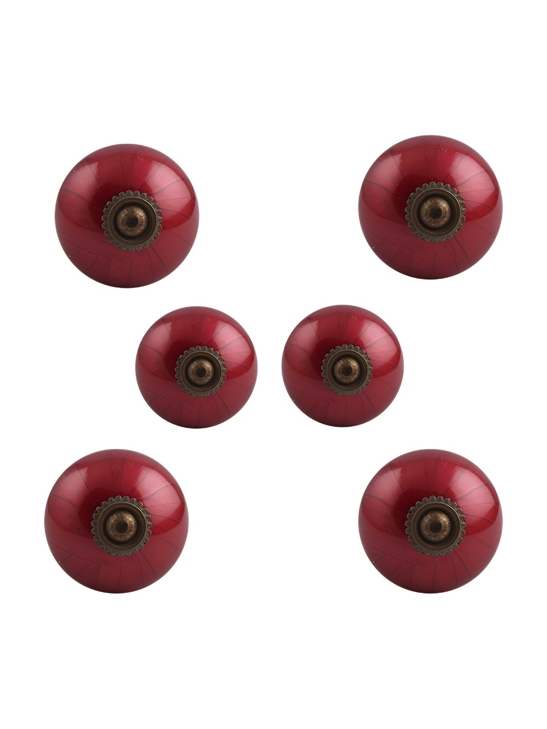 

Indianshelf Set Of 6 Red & Black Ceramic Round Knobs