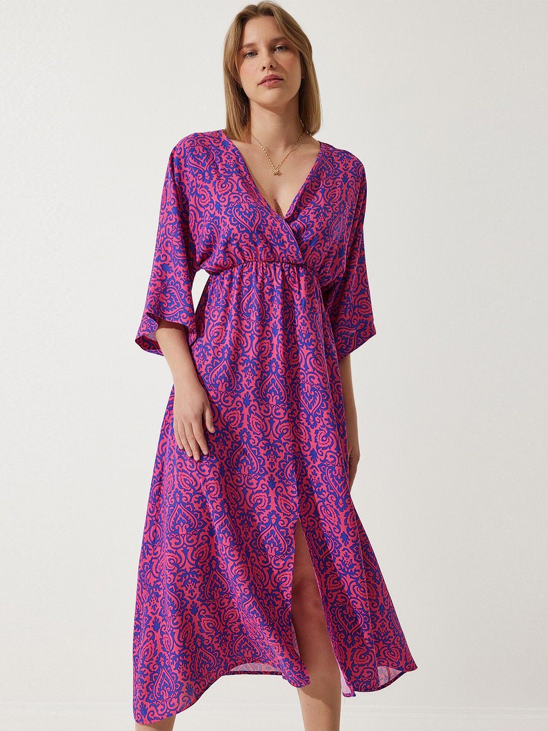 

Trendyol Floral Print A-Line Midi Dress, Na