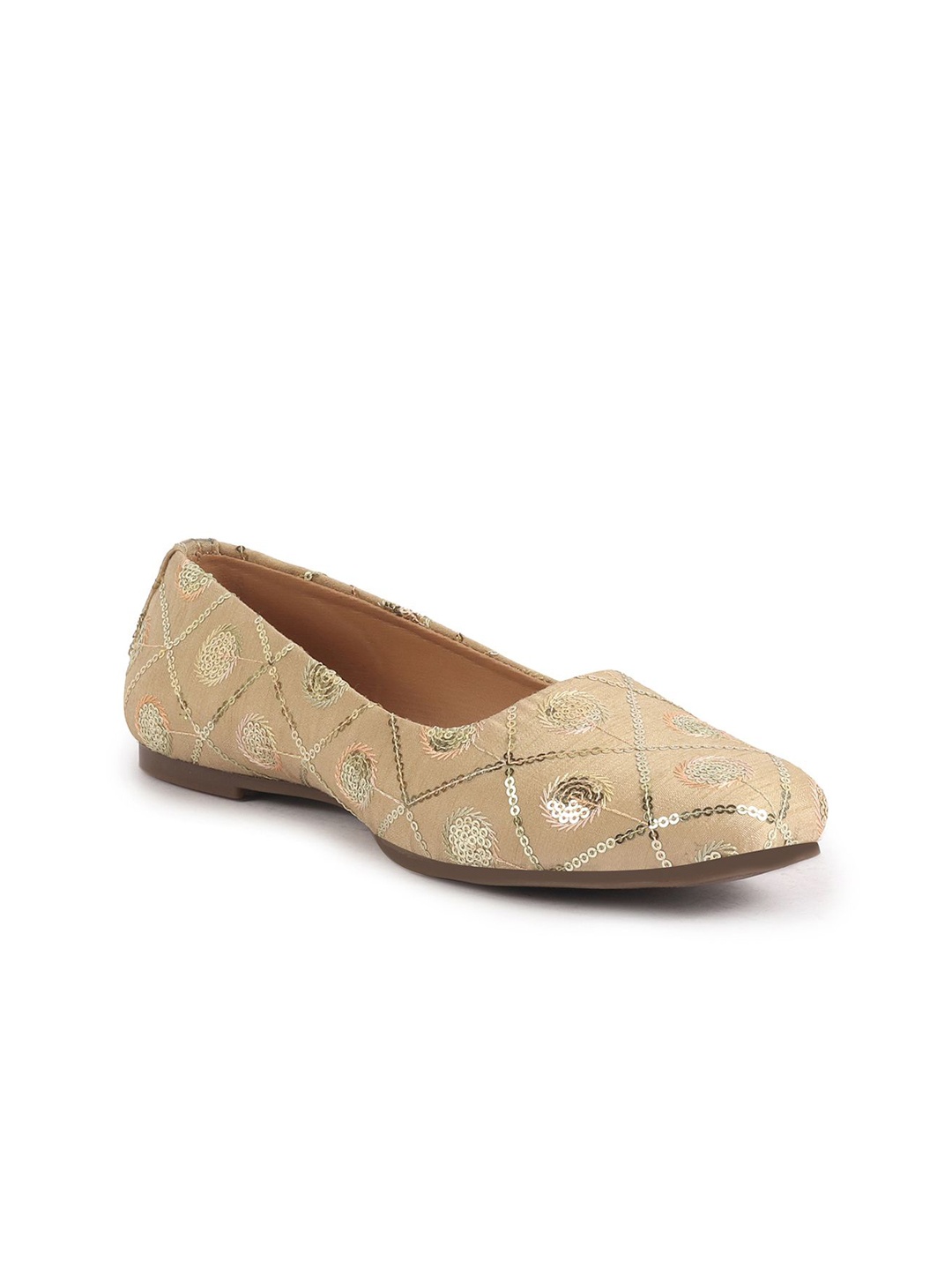 

FAUSTO Women Woven Design Lightweight Mojaris, Gold