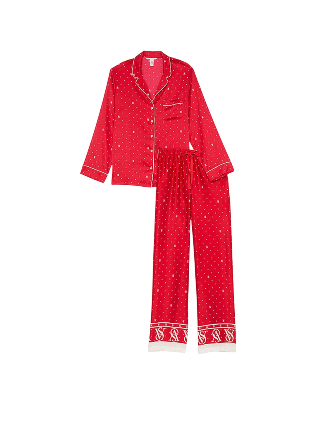 

Victoria's Secret Women Polka Dots Printed Night suit, Red