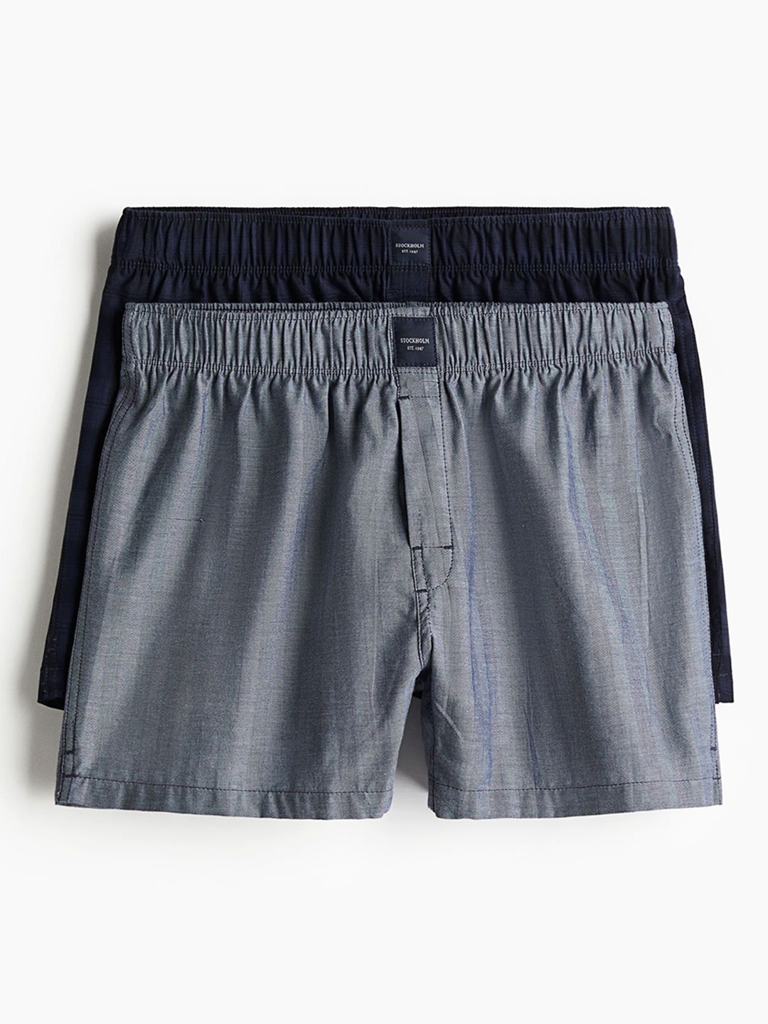 

H&M Men 2-Pack Woven Cotton Flannel Boxer Shorts, Blue