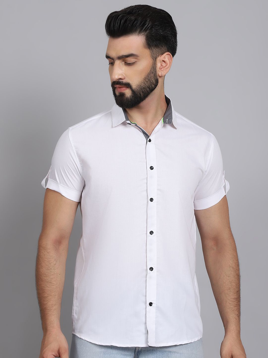 

Tanip Men Sheer Casual Shirt, White