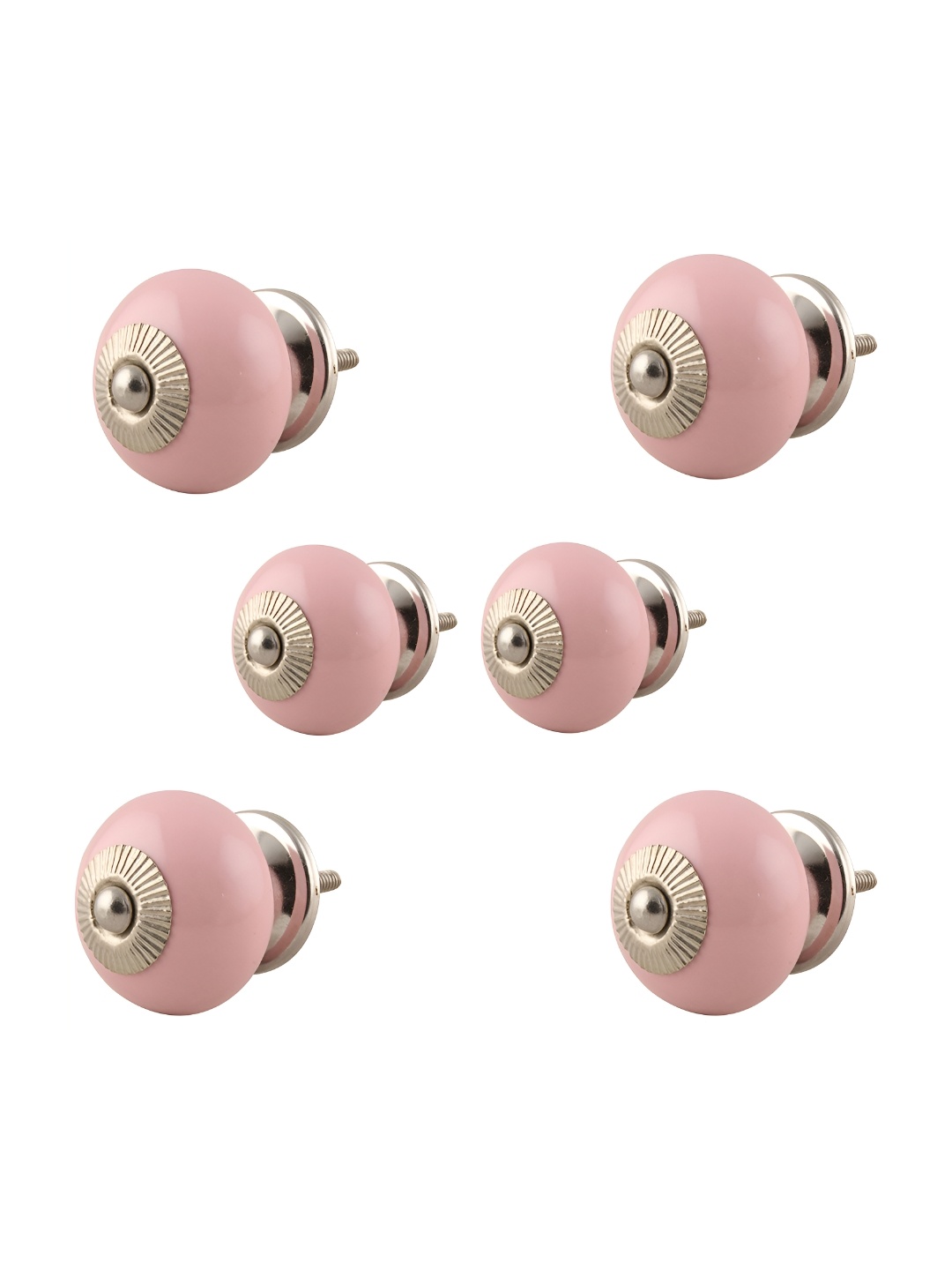 

Indianshelf Pink & Gold-toned 6 Pieces Glossy Ceramic Round Knobs