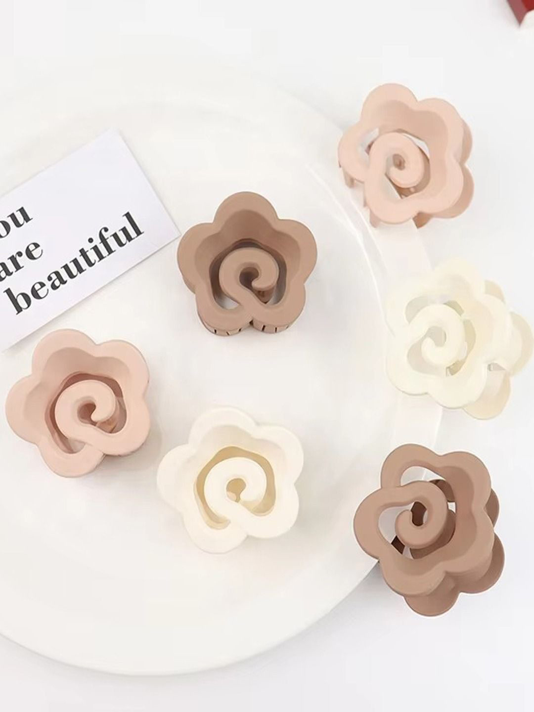 

VAGHBHATT Women Set of 6 Flower Hair Claw Clip, Brown