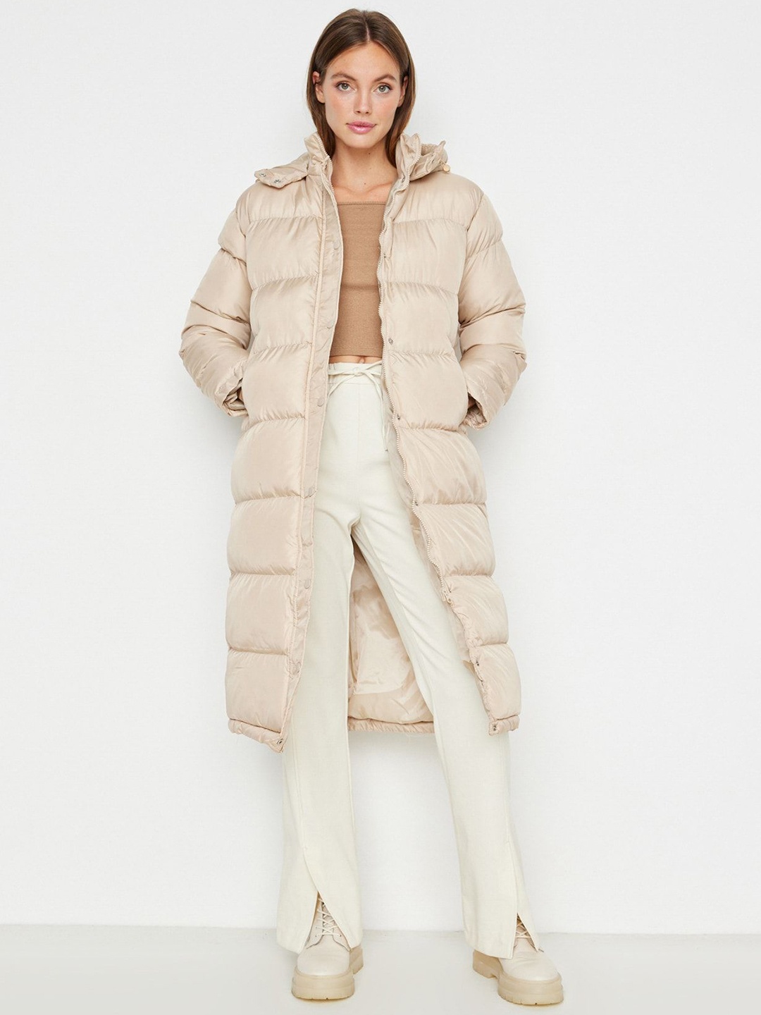

Trendyol Longline Padded Jacket, Beige