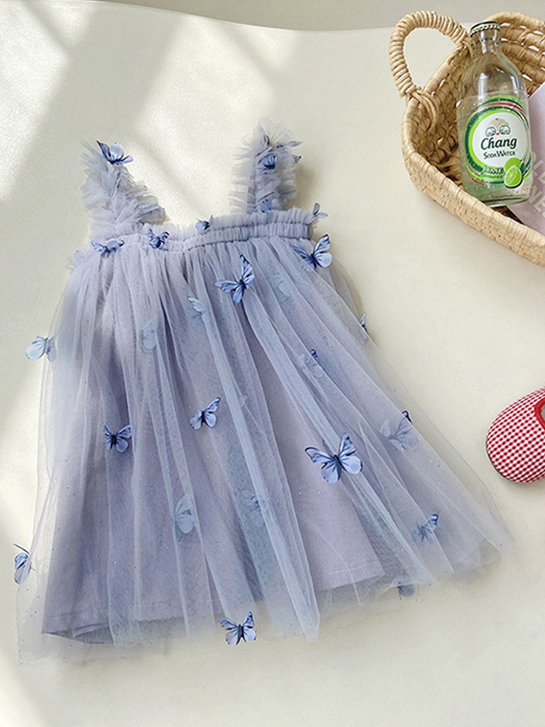 

LULU & SKY Girls Butterfly Applique Fit & Flare Dress, Blue