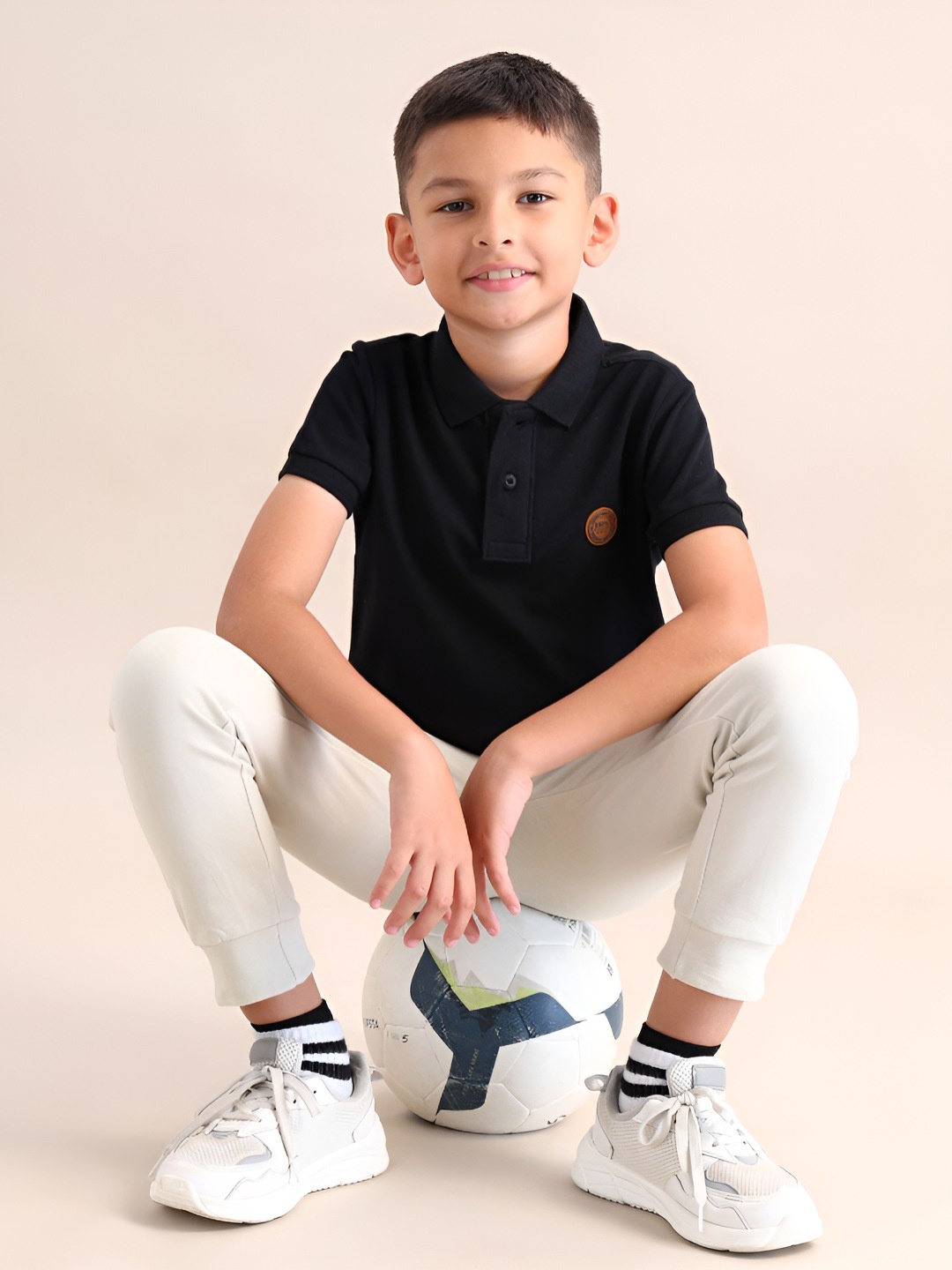 

U.S. Polo Assn. Kids Boys Brand Logo Polo Collar T-shirt, Black