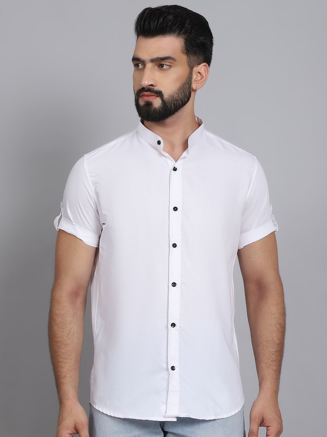 

Tanip Men Sheer Casual Shirt, White