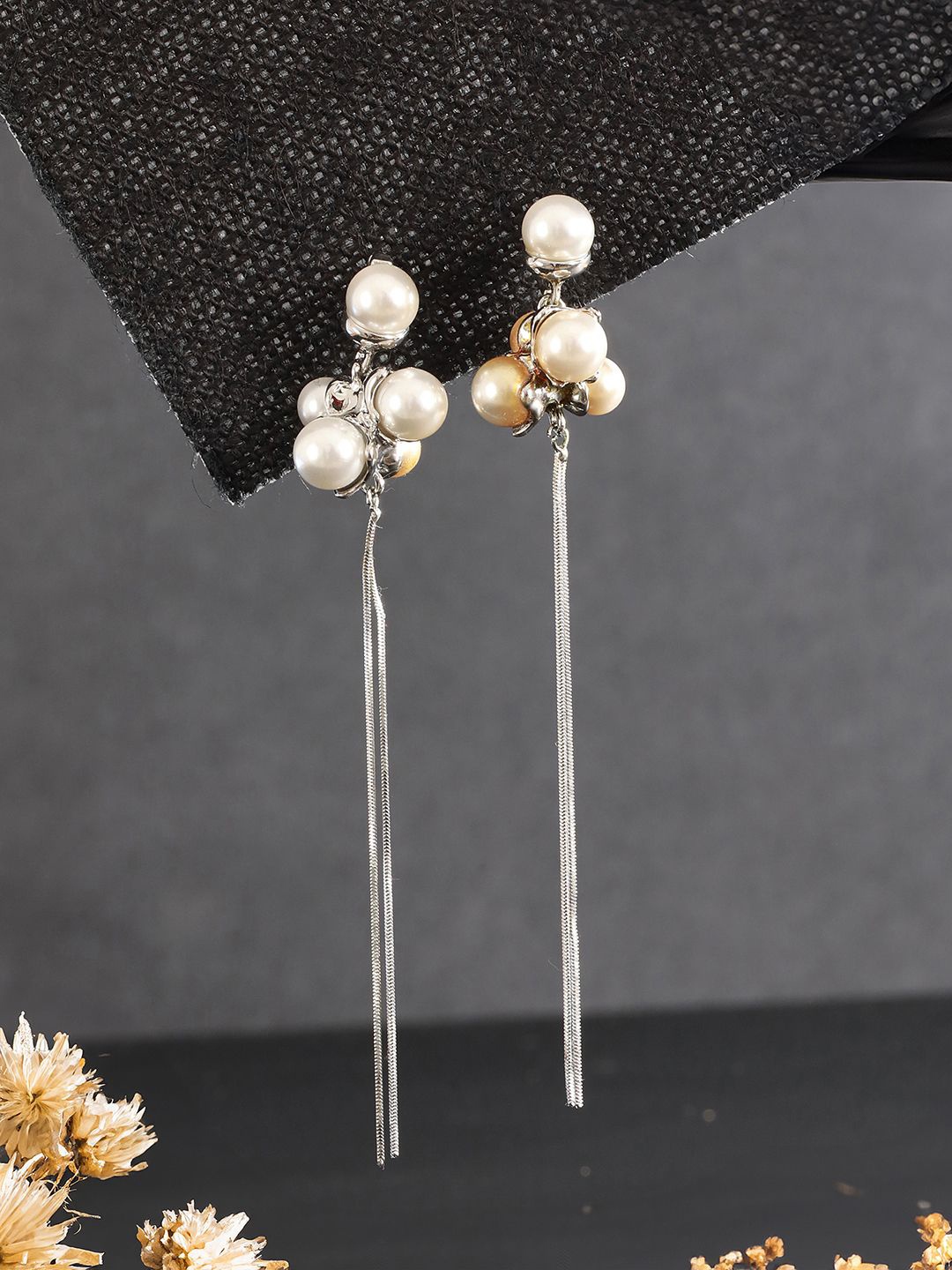 

SARAF TRENDZ Silver-Plated Contemporary Drop Earrings