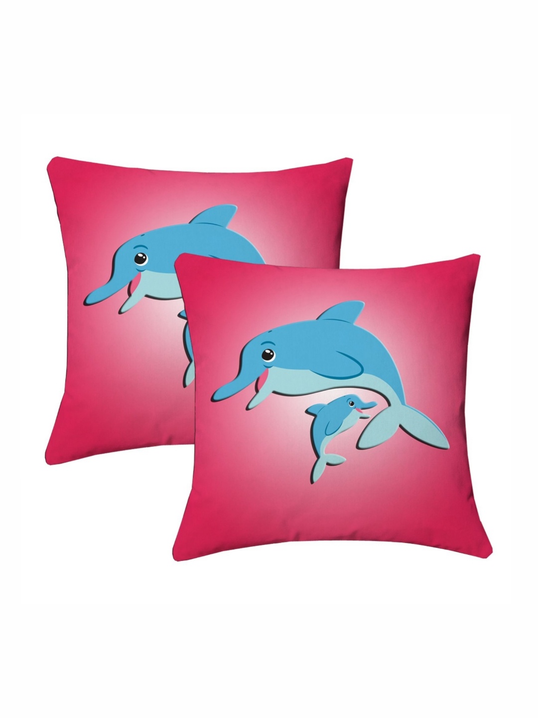 

Lushomes Pink & Blue 2 Pieces Digital Printed Square Cushion Covers