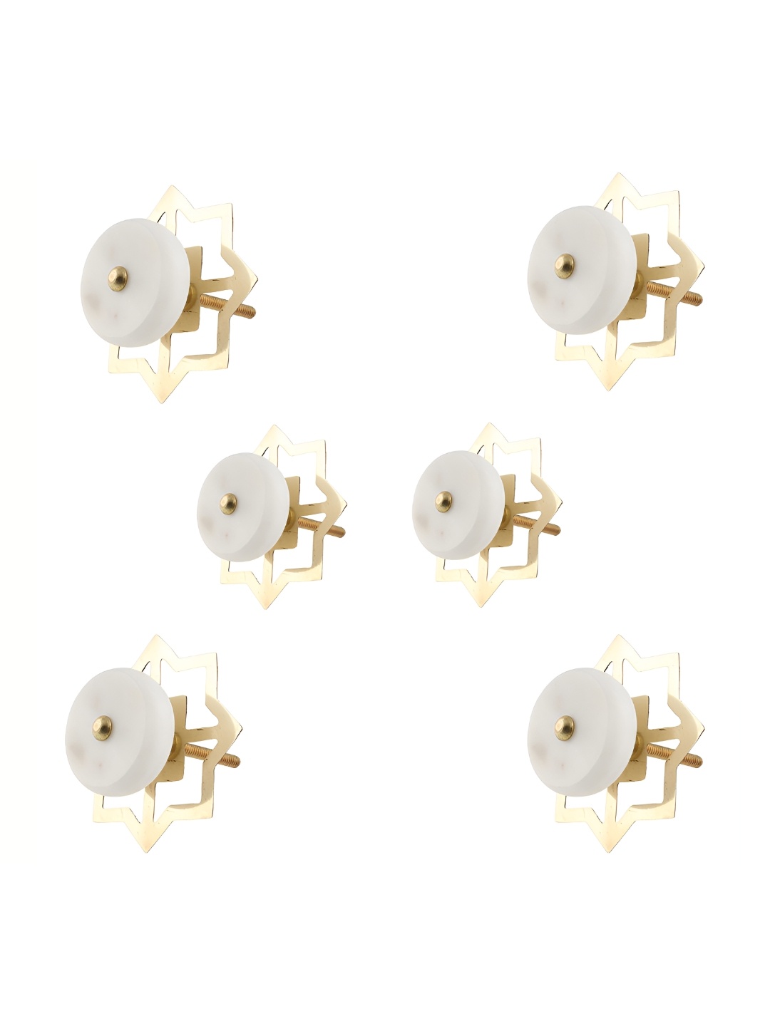 

Indianshelf White & Gold Toned 6 Pieces Stone Knobs