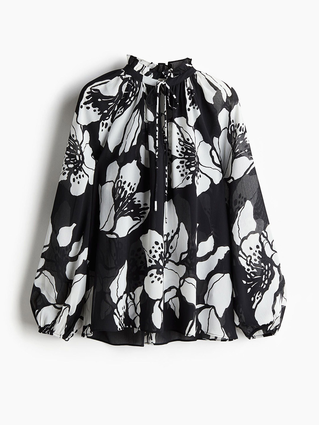 

H&M Crinkled Chiffon Blouse, Black