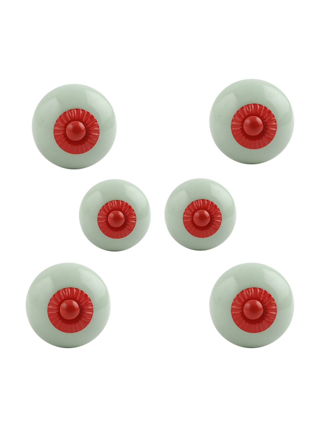 

Indianshelf 6-Pcs Green & Red Printed Ceramic Knobs