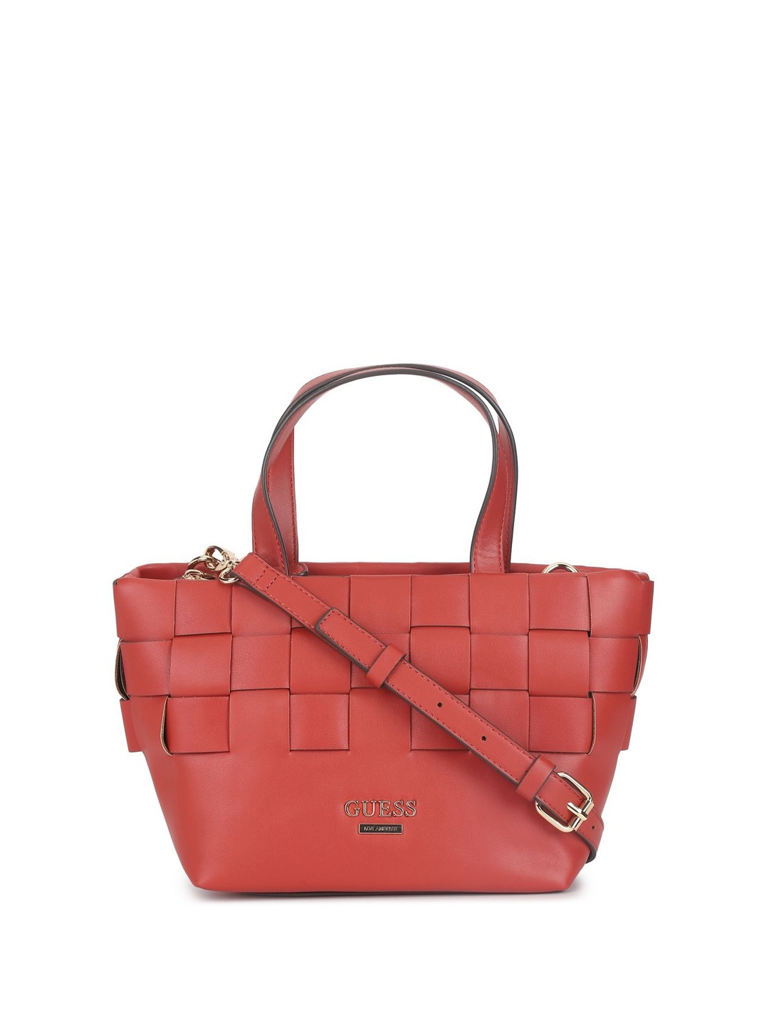 

GUESS Textured PU Structured Satchel, Rust