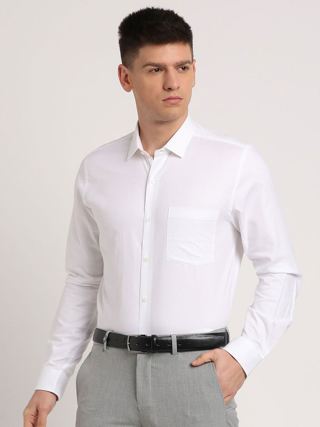 

Turtle Men Standard Slim Fit Opaque Formal Shirt, White