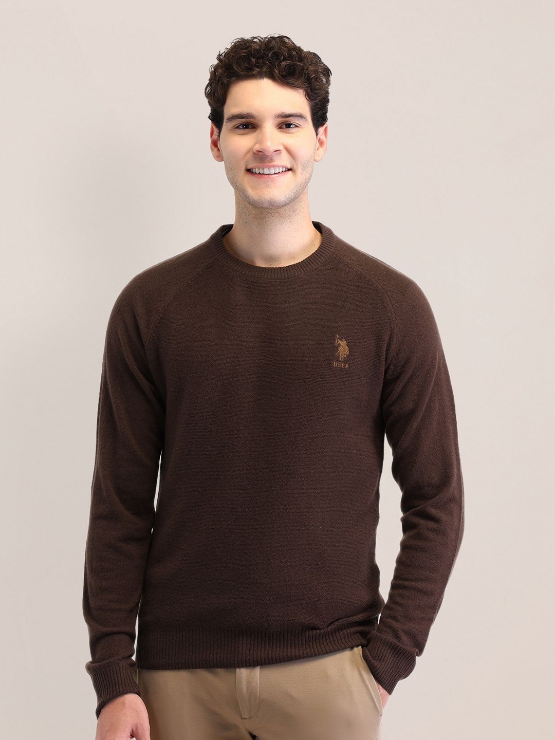 

U.S. Polo Assn. Men Woollen Pullover, Brown
