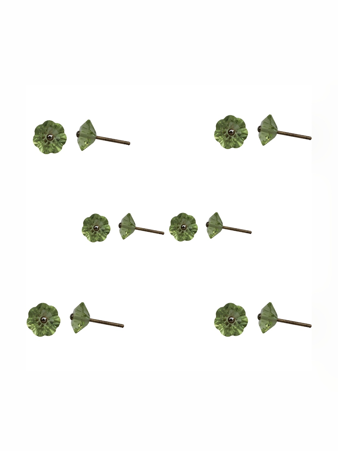 

Indianshelf 6-Pcs Green Textured Glass Radiant Petal Knobs