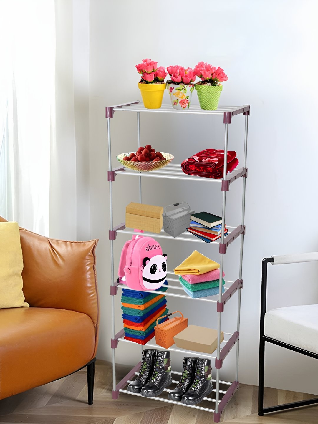 

Decent Hut 6 Shelves Portable Shoe Rack, Maroon