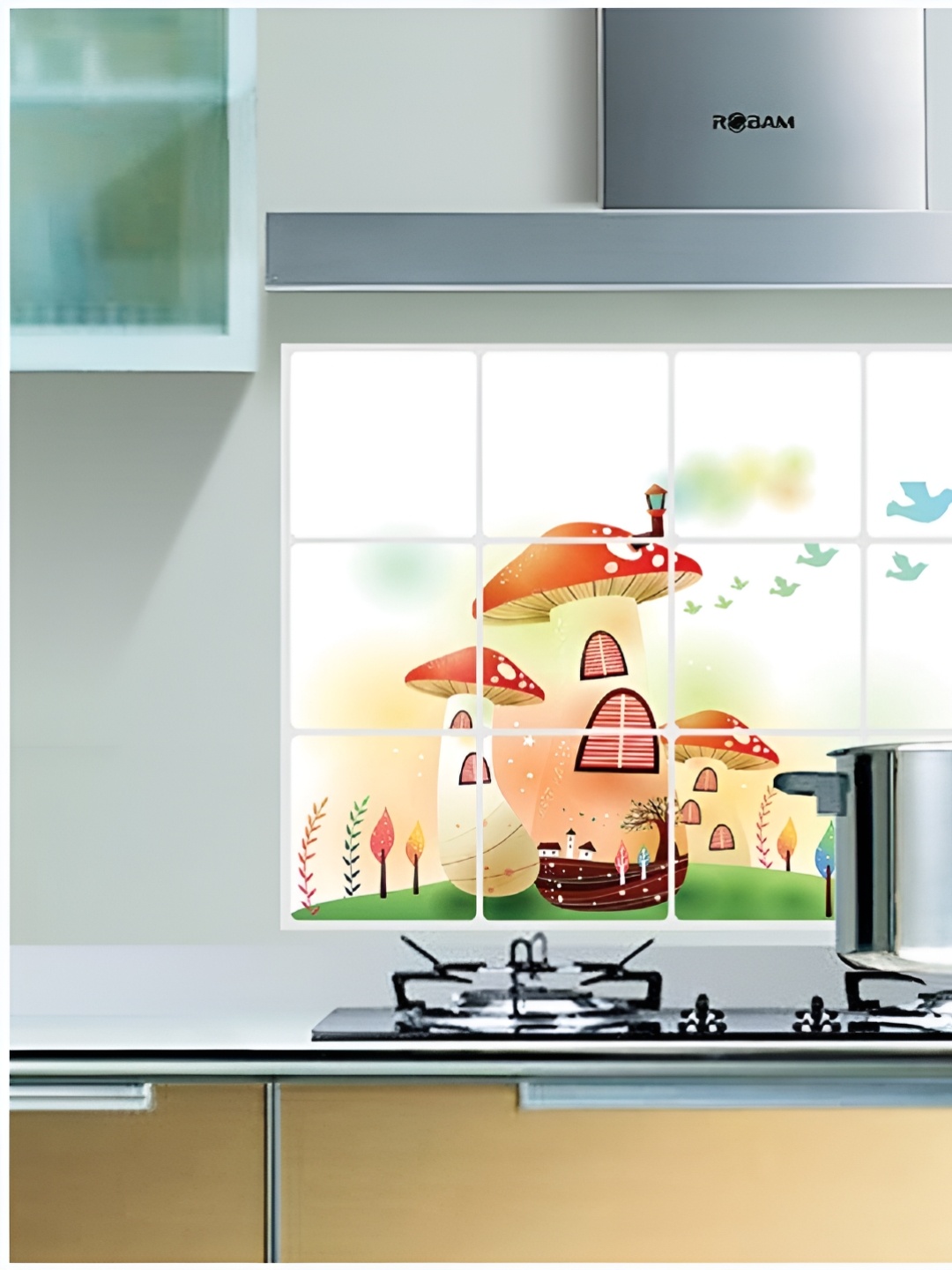 

Asian royal White & Red Printed Water Proof Wall Sticker