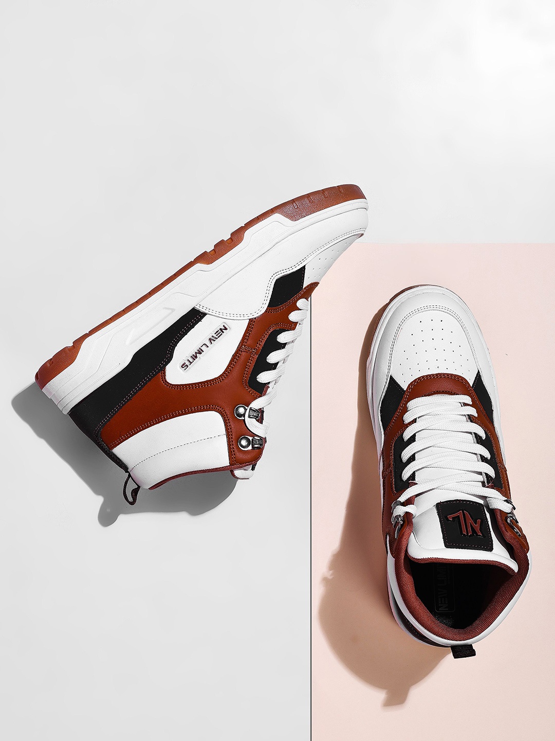 

NEW LIMITS Men Colourblocked Lace-Up Sneakers, Red